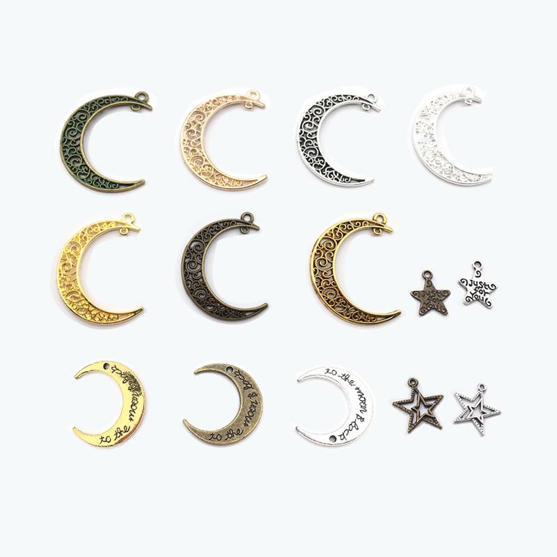 DIY Jewelry Alloy Retro Moon and Star Pendants - Electroplated Hollow Handmade Necklace Charms
DIY Jewelry Alloy Retro Moon and Star Pendants - Electroplated Hollow Handmade Necklace Charms