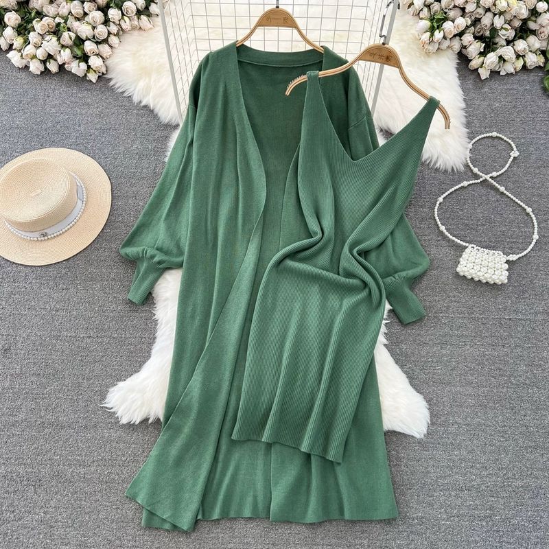 Loose Lantern Long Sleeve Vest Dress Knitting Cardigan Green All yards
Loose Lantern Long Sleeve Vest Dress Knitting Cardigan Green All yards
