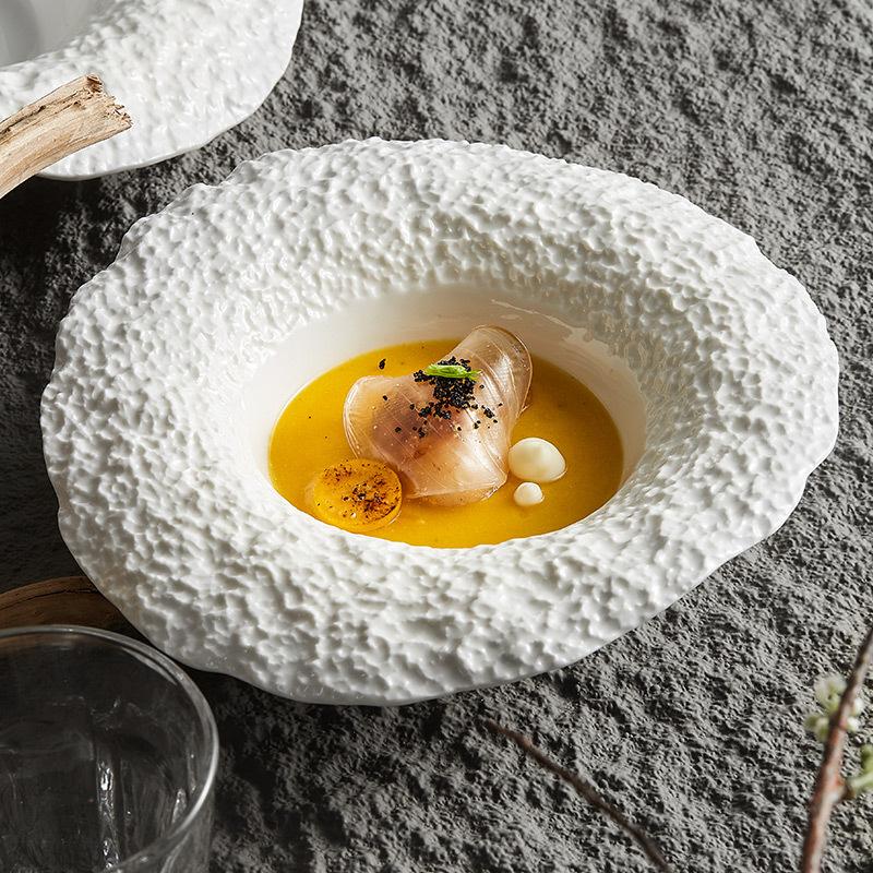 European Ceramic Straw Hat Plate White Rock Pattern Salad Dessert Bowl European Western Steak Spaghetti Plate Kitchen Utensils
European Ceramic Straw Hat Plate White Rock Pattern Salad Dessert Bowl European Western Steak Spaghetti Plate Kitchen Utensils