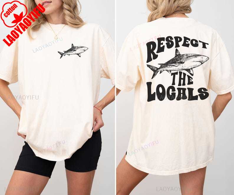 Respect The Locals Shark Tee Summer Surfing Aesthetic Shirt Breathable Camisetas Fashionable and Casual Combed Cotton S
Respect The Locals Shark Tee Summer Surfing Aesthetic Shirt Breathable Camisetas Fashionable and Casual Combed Cotton S