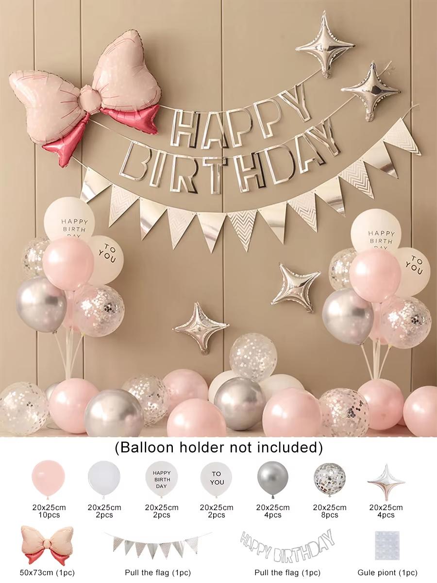 36PCS Pink and Silver Simple Birthday Balloon Party Set Pink bow and hollowed out paper flag Decoration Other&AS PICTURE
36PCS Pink and Silver Simple Birthday Balloon Party Set Pink bow and hollowed out paper flag Decoration Other&AS PICTURE