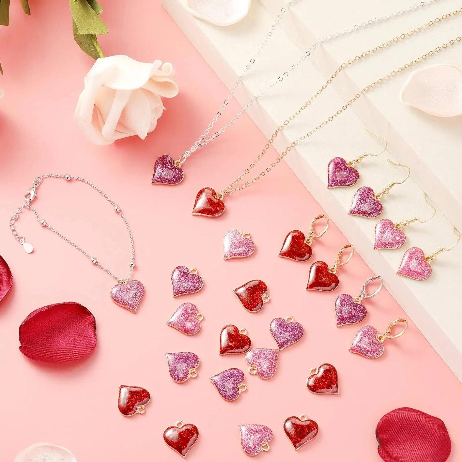 15pcs Heart Shape Pendant Charms Pink Red Valentines Love Oil Drip Metal Glitter Powder For Jewelry Making DIY Bracelet Necklace
15pcs Heart Shape Pendant Charms Pink Red Valentines Love Oil Drip Metal Glitter Powder For Jewelry Making DIY Bracelet Necklace