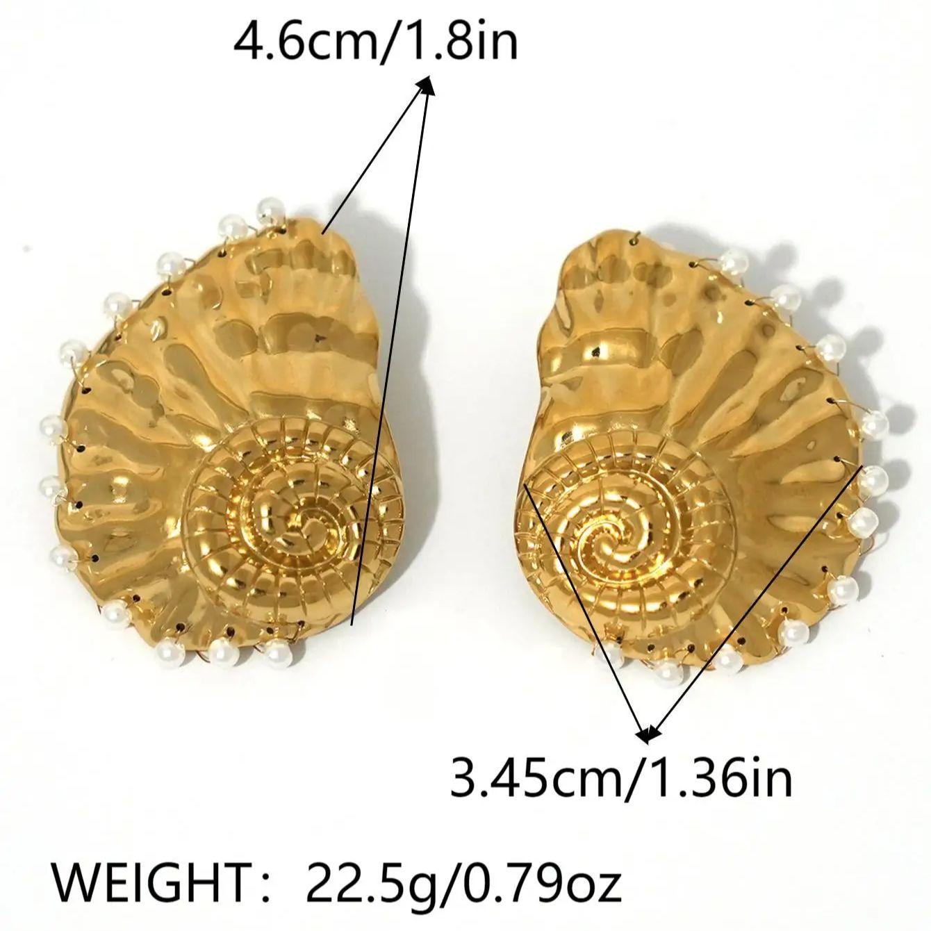 Stainless Steel Waterproof Ribbed Large Shells Thick Sea Shell Stud Earrings Gold Plated Small Snail Shell Conch Ring Party Gift
Stainless Steel Waterproof Ribbed Large Shells Thick Sea Shell Stud Earrings Gold Plated Small Snail Shell Conch Ring Party Gift