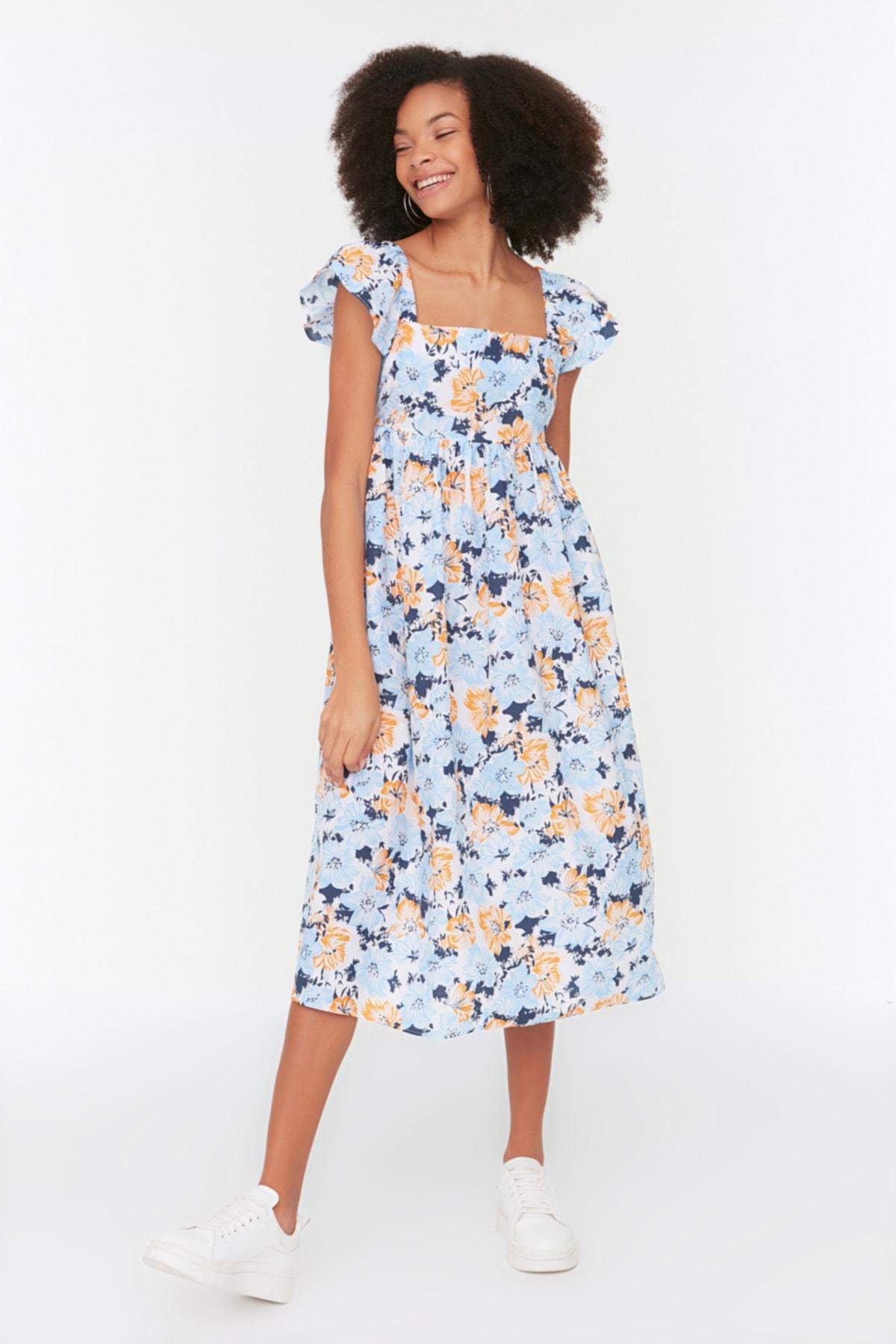 Разноцветное платье с квадратным воротником TWOSS22EL2577 
Разноцветное платье с квадратным воротником TWOSS22EL2577