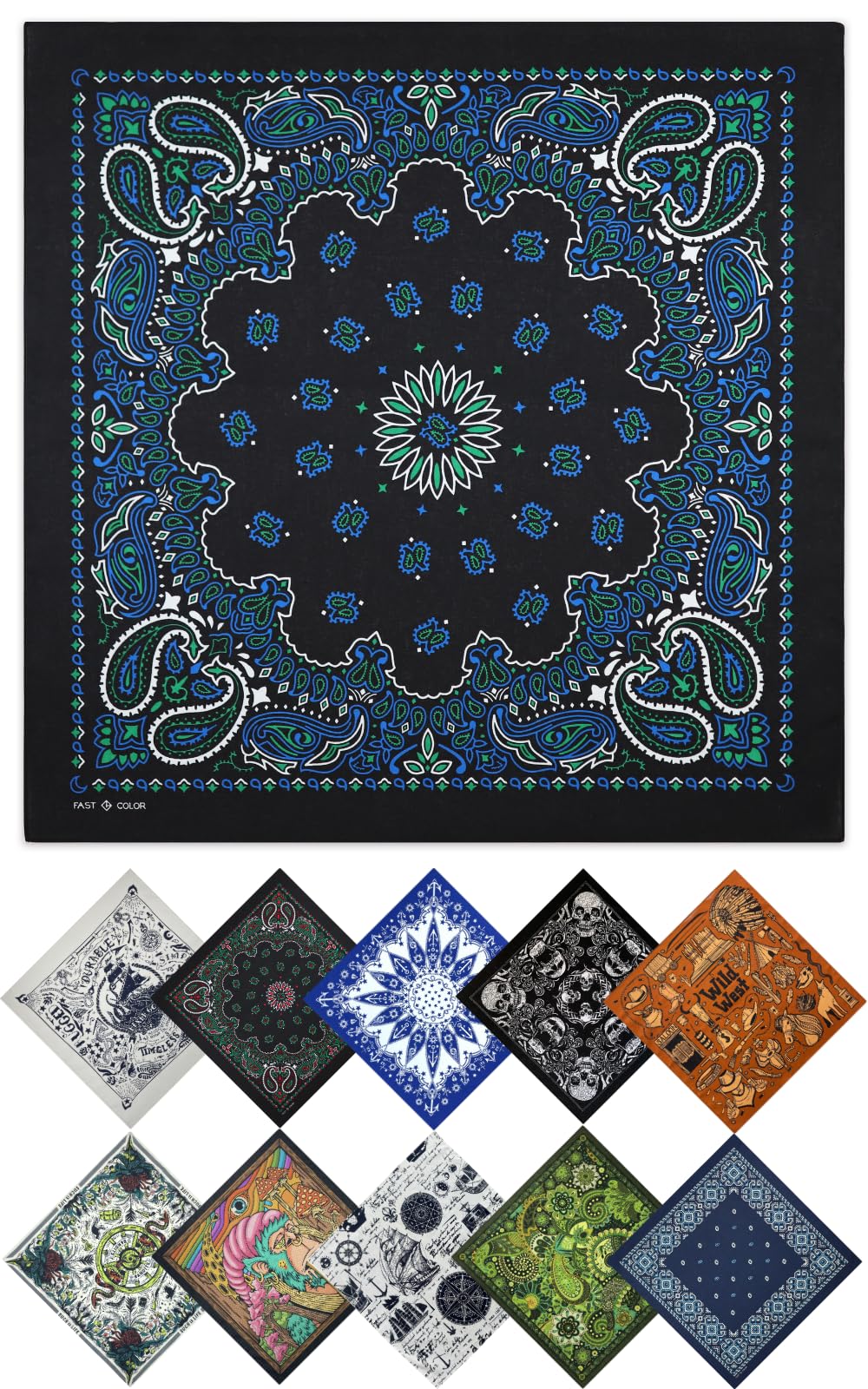 TERTIS Bandana Large Cotton Bandana for Adults, Stylish Handkerchief, Durag, Hair Band, Turban, Scarf, Black, Red, Blue, White (Neon Marine)
TERTIS Bandana Large Cotton Bandana for Adults, Stylish Handkerchief, Durag, Hair Band, Turban, Scarf, Black, Red, Blue, White (Neon Marine)