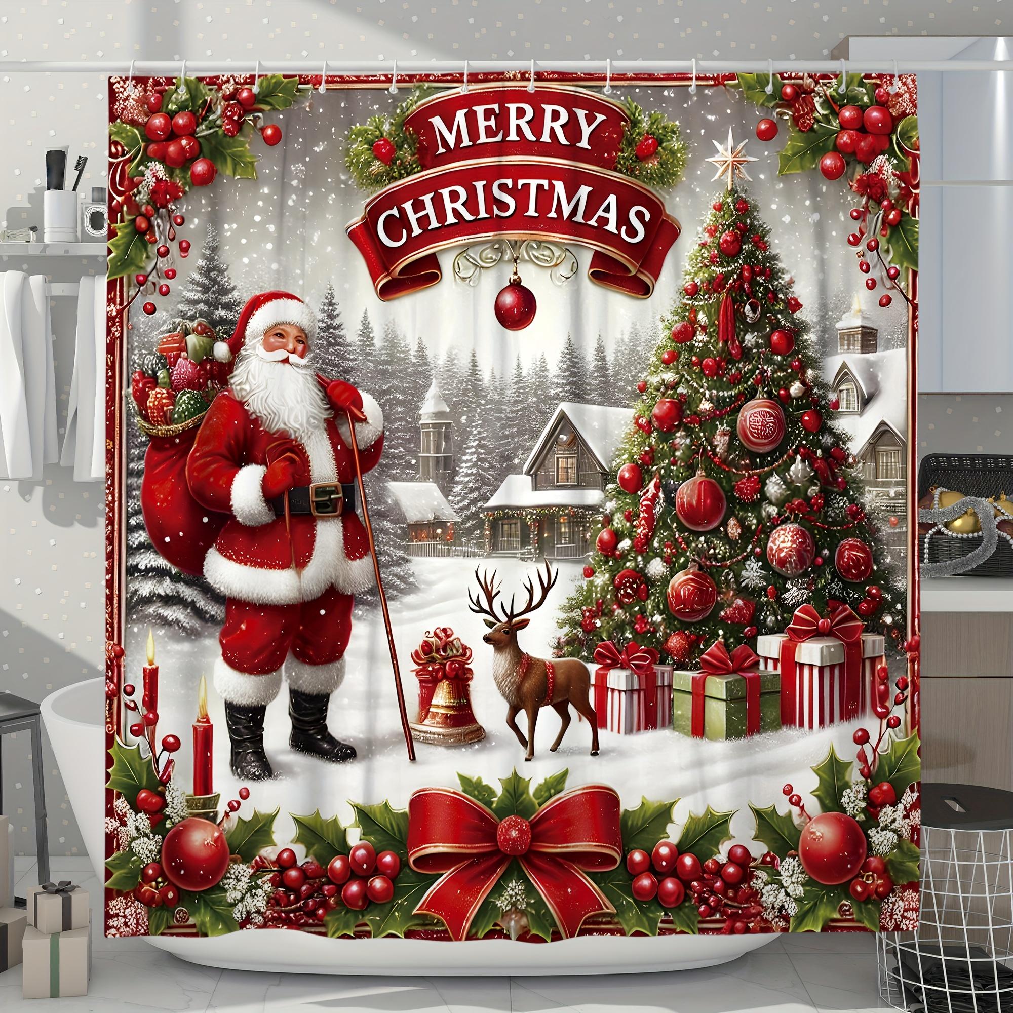 1Pc Shower Curtain - Festive Christmas Scene With Santa, Tree, And Reindeer Waterproof W60H190(CM)-1 Pcs
1Pc Shower Curtain - Festive Christmas Scene With Santa, Tree, And Reindeer Waterproof W60H190(CM)-1 Pcs