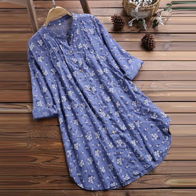 Elegant Women V-neck Long Sleeve Flower Print Linen Shirt Ladies Casual Loose Blouse Top синий
Elegant Women V-neck Long Sleeve Flower Print Linen Shirt Ladies Casual Loose Blouse Top синий
