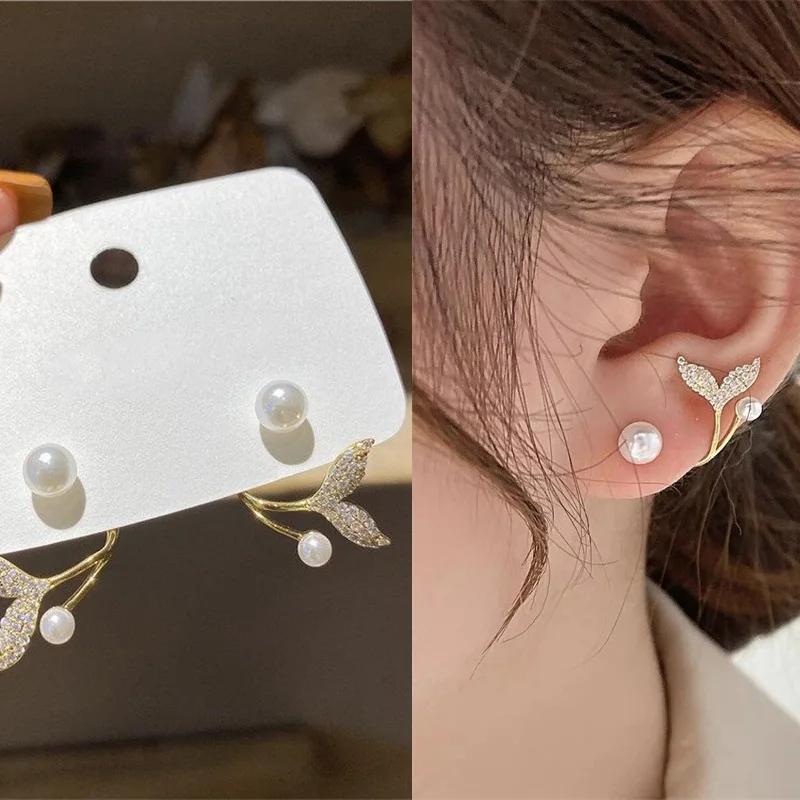 Luxury Zircon Fishtail Pearl Stud Light Earrings for Women Korean Fashion Flower Crystal Imitation Pearl Earring Party Jewelry
Luxury Zircon Fishtail Pearl Stud Light Earrings for Women Korean Fashion Flower Crystal Imitation Pearl Earring Party Jewelry