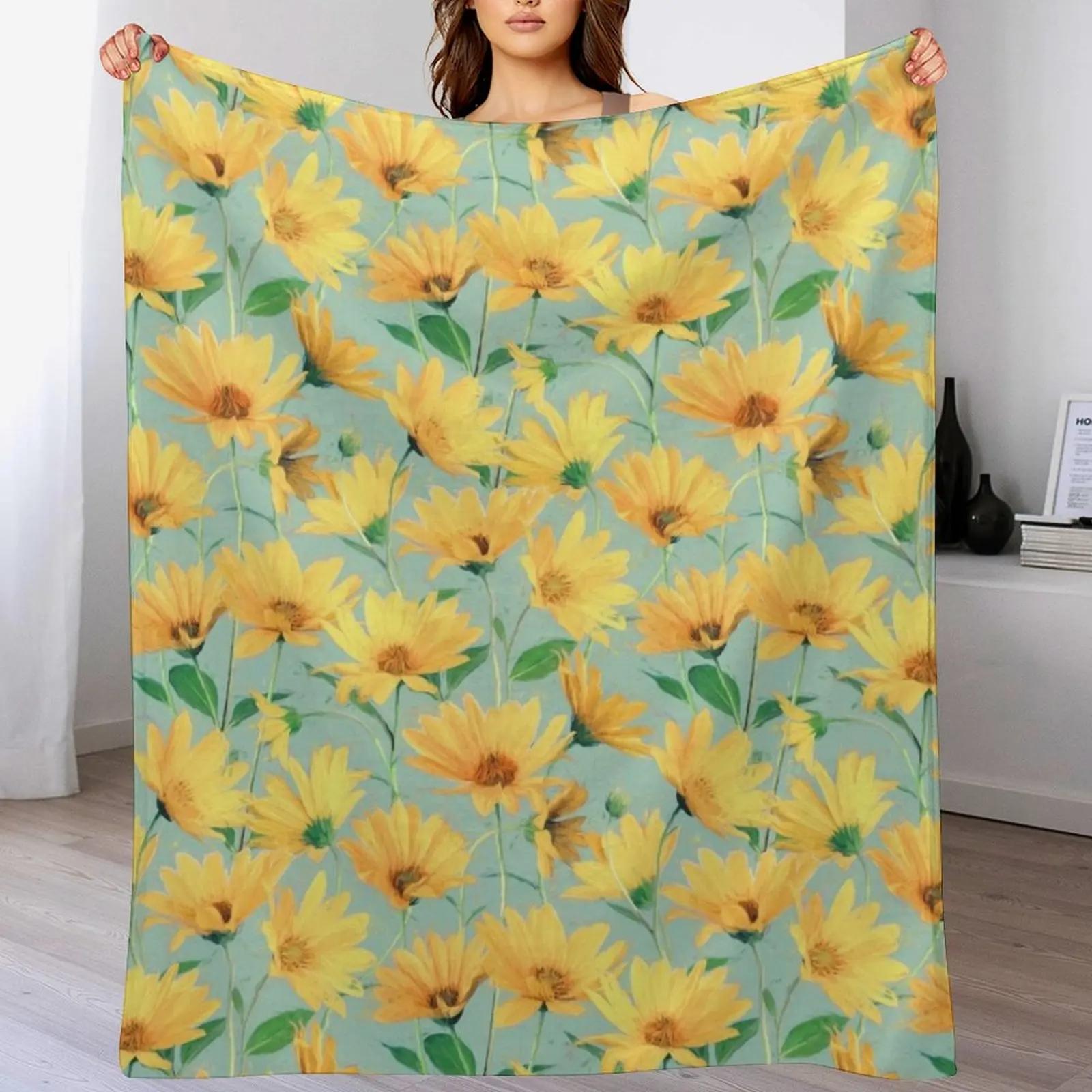Painted Golden Yellow Daisies on soft sage green Throw Blanket Color Fast Cozy Throw Blanket 102x76cm(40x30in)
Painted Golden Yellow Daisies on soft sage green Throw Blanket Color Fast Cozy Throw Blanket 102x76cm(40x30in)