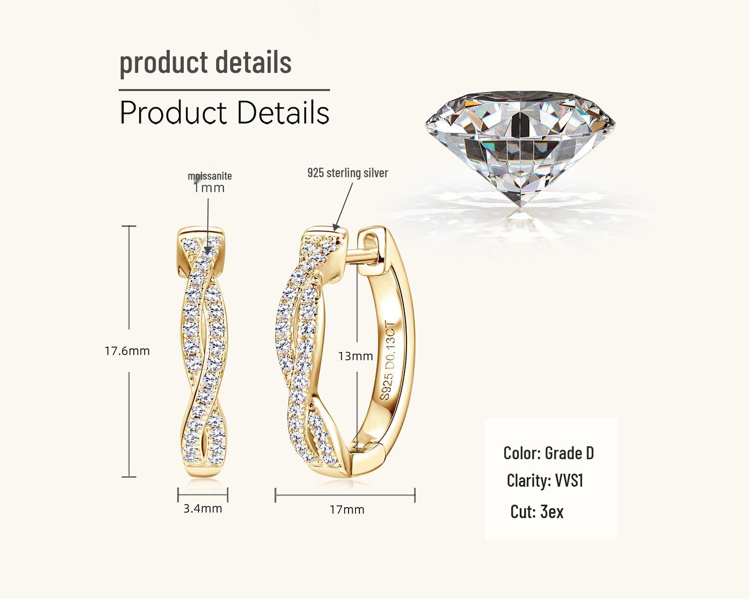 2025 Trendy Versatile Moissanite Twist Hoop Earrings for Women 0.13 Carat+0.13 Carat
2025 Trendy Versatile Moissanite Twist Hoop Earrings for Women 0.13 Carat+0.13 Carat