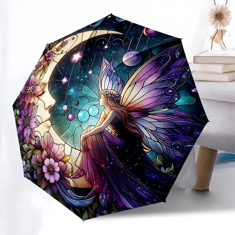 1pc Stained Glass Fairy Moon Flowers Automatic Folding Umbrella - Portable 3-Fold Design with 8-Bone Iron Frame, Outdoor for Fans, Travelers, Daily Us
1pc Stained Glass Fairy Moon Flowers Automatic Folding Umbrella - Portable 3-Fold Design with 8-Bone Iron Frame, Outdoor for Fans, Travelers, Daily Us