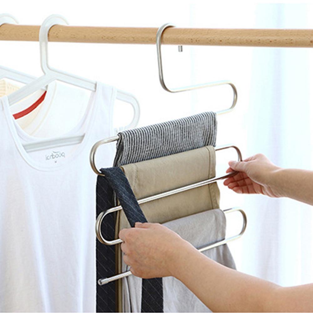 S Shape 5 Layer Pants Hanger Stainless Steel Space Saving Trousers Jeans Ties Wardrobe Organizer Type A
S Shape 5 Layer Pants Hanger Stainless Steel Space Saving Trousers Jeans Ties Wardrobe Organizer Type A
