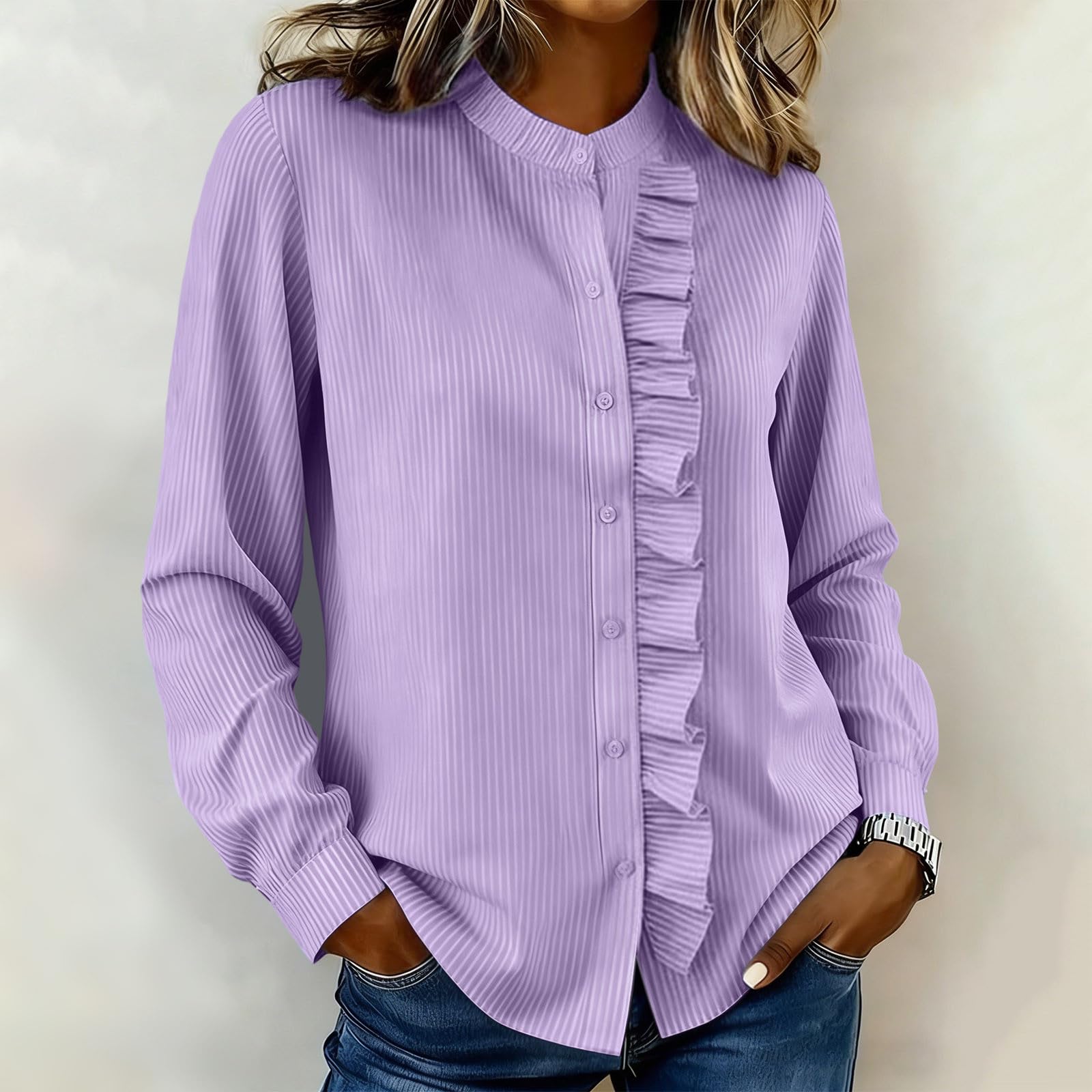 Women s Fashion Loose-Fit Lace-Trim Pleated Stand Collar Shirt Striped Top L фіолетовий
Women s Fashion Loose-Fit Lace-Trim Pleated Stand Collar Shirt Striped Top L фіолетовий