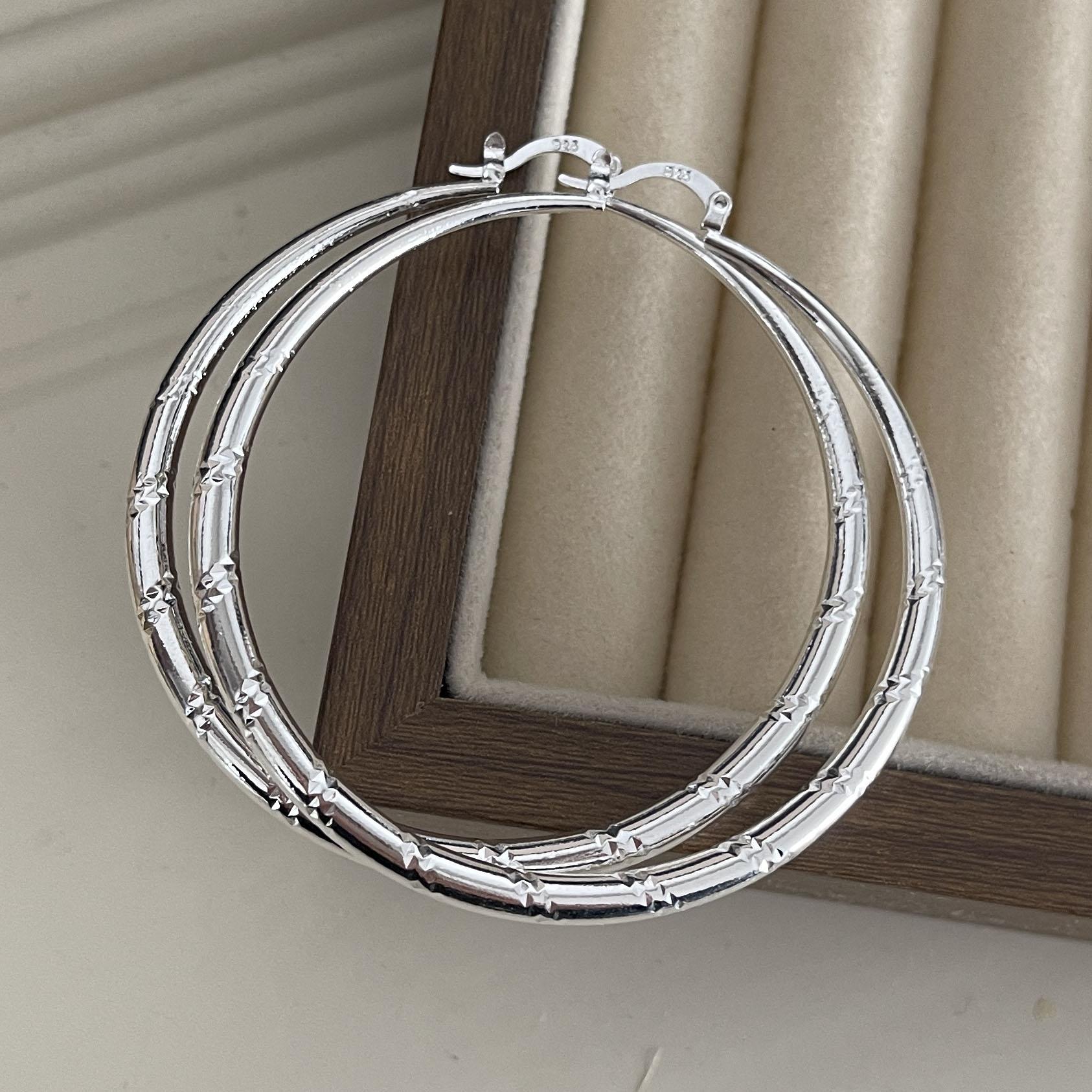 925 Sterling Silver Earrings For Women Trendy Geometric Big Circle Earring Jewelry Prevent Allergy Party Gift Accessories
925 Sterling Silver Earrings For Women Trendy Geometric Big Circle Earring Jewelry Prevent Allergy Party Gift Accessories