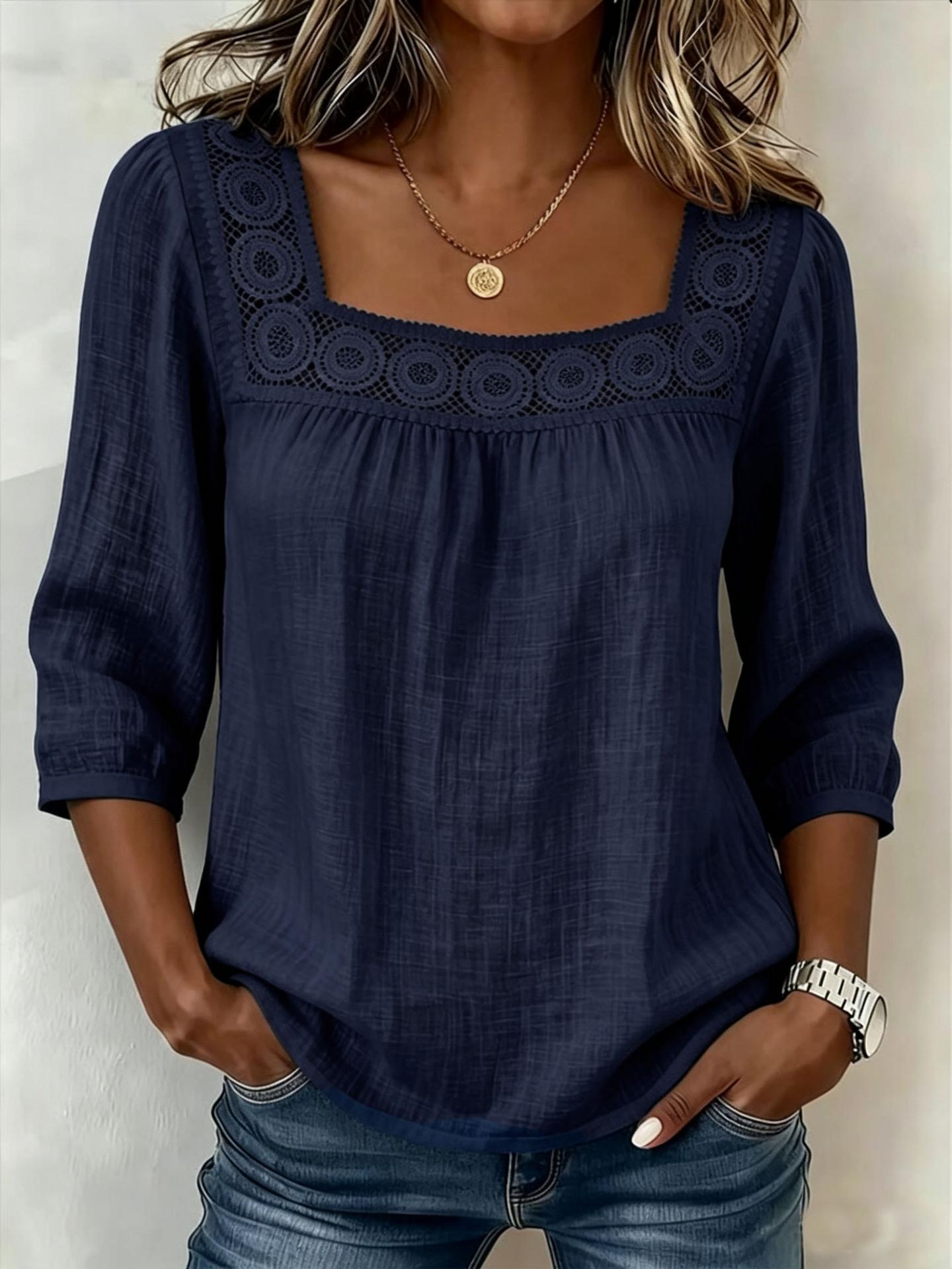 Women s Square Neck Lace Trim 3/4 Sleeve Blouse Multi Colors Casual Top XXXL Темно-синій
Women s Square Neck Lace Trim 3/4 Sleeve Blouse Multi Colors Casual Top XXXL Темно-синій