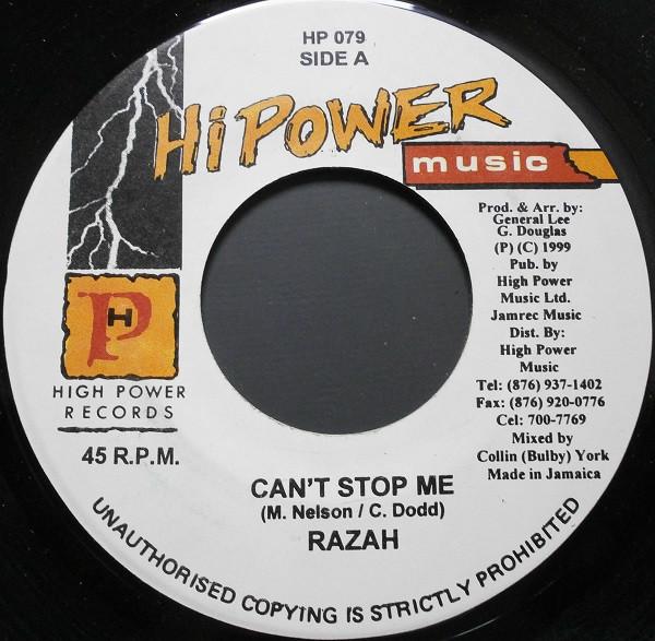 7inch Record RAZAH - Can t Stop Me HP079 Hi Power Music 1999 Jamaica Reggae, Ska & Dub Used
7inch Record RAZAH - Can t Stop Me HP079 Hi Power Music 1999 Jamaica Reggae, Ska & Dub Used