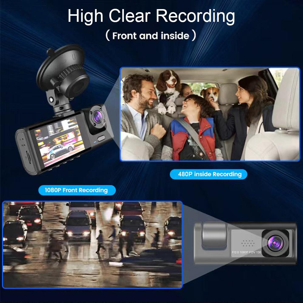 1080P DVR Camera Front & Inside & Rear Camera Driving Recorder 2 Inch Screen cam Support Night- Recording One-Key Lock
1080P DVR Camera Front & Inside & Rear Camera Driving Recorder 2 Inch Screen cam Support Night- Recording One-Key Lock