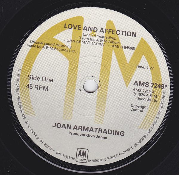 7inch Record JOAN ARMATRADING - Love And Affection AMS7249 A&M Records 1976 UK Soul/Funk Used
7inch Record JOAN ARMATRADING - Love And Affection AMS7249 A&M Records 1976 UK Soul/Funk Used