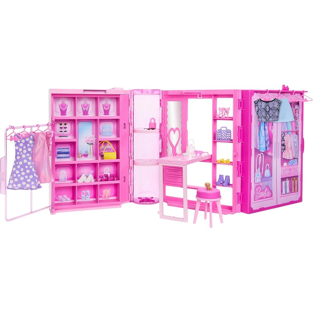 Barbie Dream Closet Pink Fashion Doll Storage Organizer with Accessories for Dress-Up Play 3 Years and Up
Barbie Dream Closet Pink Fashion Doll Storage Organizer with Accessories for Dress-Up Play 3 Years and Up