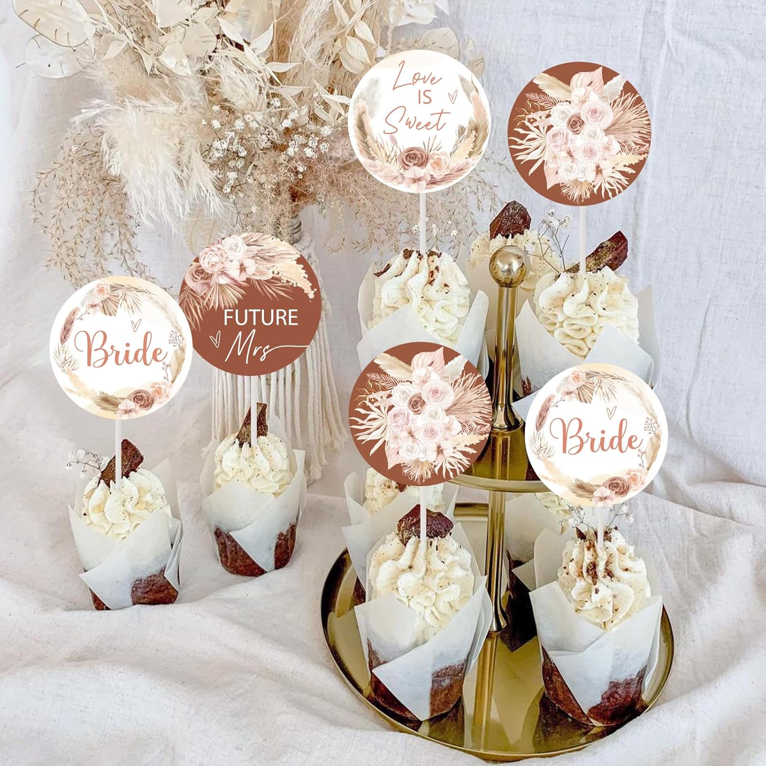 24 Pcs Boho Bridal Shower Cupcake Toppers, Pampas Grass Love Is Sweet Future Mrs Pink Flowers Cupcake Picks for Wedding Engagement Bachelorette Party
24 Pcs Boho Bridal Shower Cupcake Toppers, Pampas Grass Love Is Sweet Future Mrs Pink Flowers Cupcake Picks for Wedding Engagement Bachelorette Party