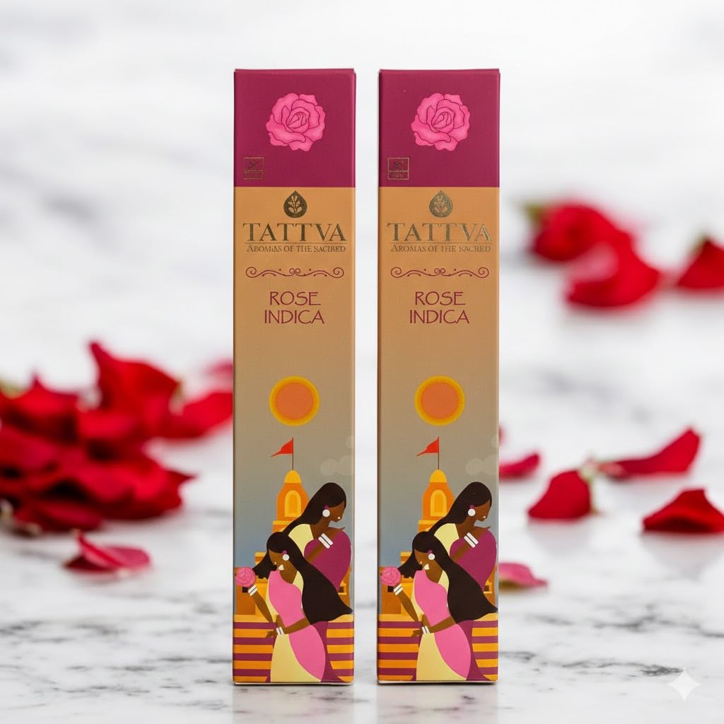 Tattva Aromas Pack of 2|Rose Indica Incense Sticks/Agarbatti for Puja & Meditation | Natural & Organic Recycled Temple Flowers | No Chemical
Tattva Aromas Pack of 2|Rose Indica Incense Sticks/Agarbatti for Puja & Meditation | Natural & Organic Recycled Temple Flowers | No Chemical