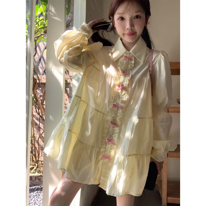 Korean gentle and sweet shirt long-sleeved dress women s summer new loose bow single-breasted short skirt S
Korean gentle and sweet shirt long-sleeved dress women s summer new loose bow single-breasted short skirt S