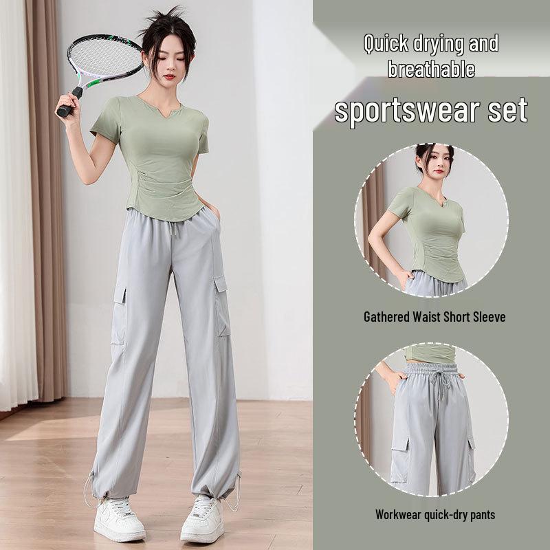 2025 Women s Quick-Dry Casual Sportswear Set: Short Sleeve Yoga Top & Cargo Pants for Running & Badminton M (Choose based on chest and waist)
2025 Women s Quick-Dry Casual Sportswear Set: Short Sleeve Yoga Top & Cargo Pants for Running & Badminton M (Choose based on chest and waist)