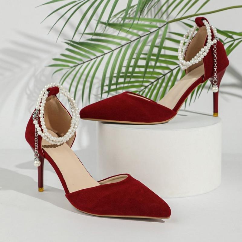 Summer New Pointed High-heeled Sandals Shoes for Women, Red Suede Pearl Straight Buckle with Thin Heels Shoes Women 34 вино красного
Summer New Pointed High-heeled Sandals Shoes for Women, Red Suede Pearl Straight Buckle with Thin Heels Shoes Women 34 вино красного
