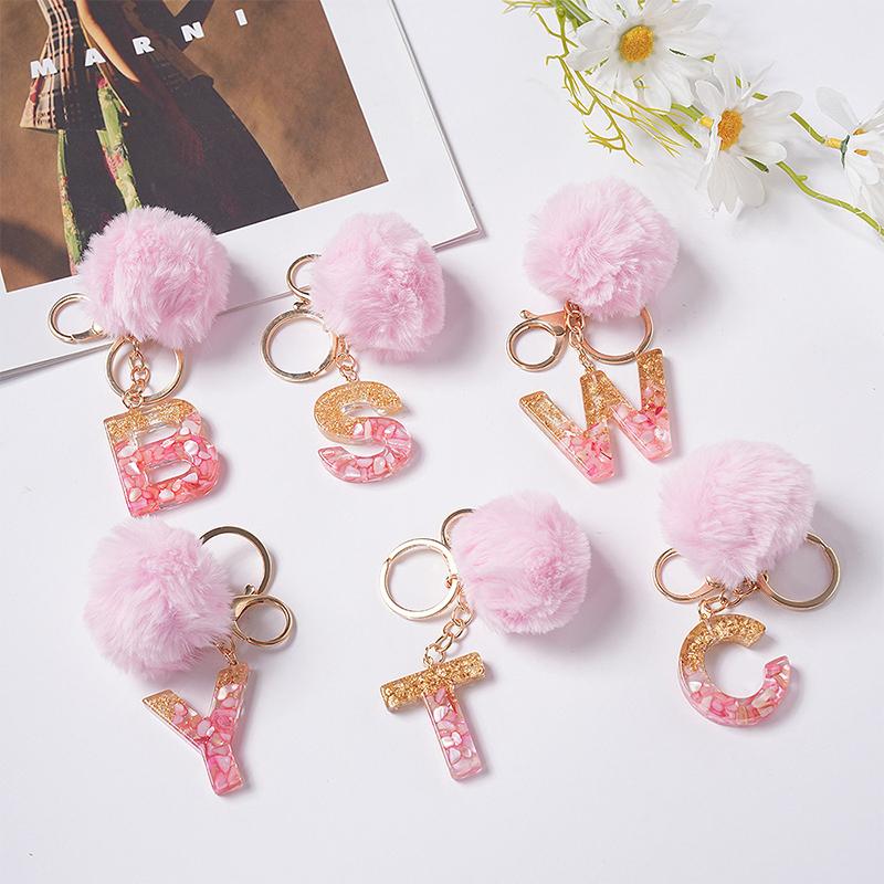Cute Keyring Pink Pompom Fur Ball 26 Letter Keychain Resin Key Chains Handbag Charms For Woman Ornaments Accessories Gift
Cute Keyring Pink Pompom Fur Ball 26 Letter Keychain Resin Key Chains Handbag Charms For Woman Ornaments Accessories Gift
