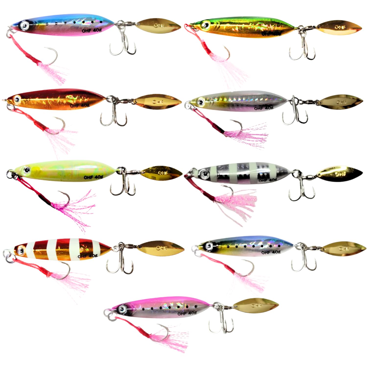 OHF Metal Jig Set 9 Pieces 20g 30g 40g Jigging Slow Jigging Assist Hook with Blade / / (40)
OHF Metal Jig Set 9 Pieces 20g 30g 40g Jigging Slow Jigging Assist Hook with Blade / / (40)