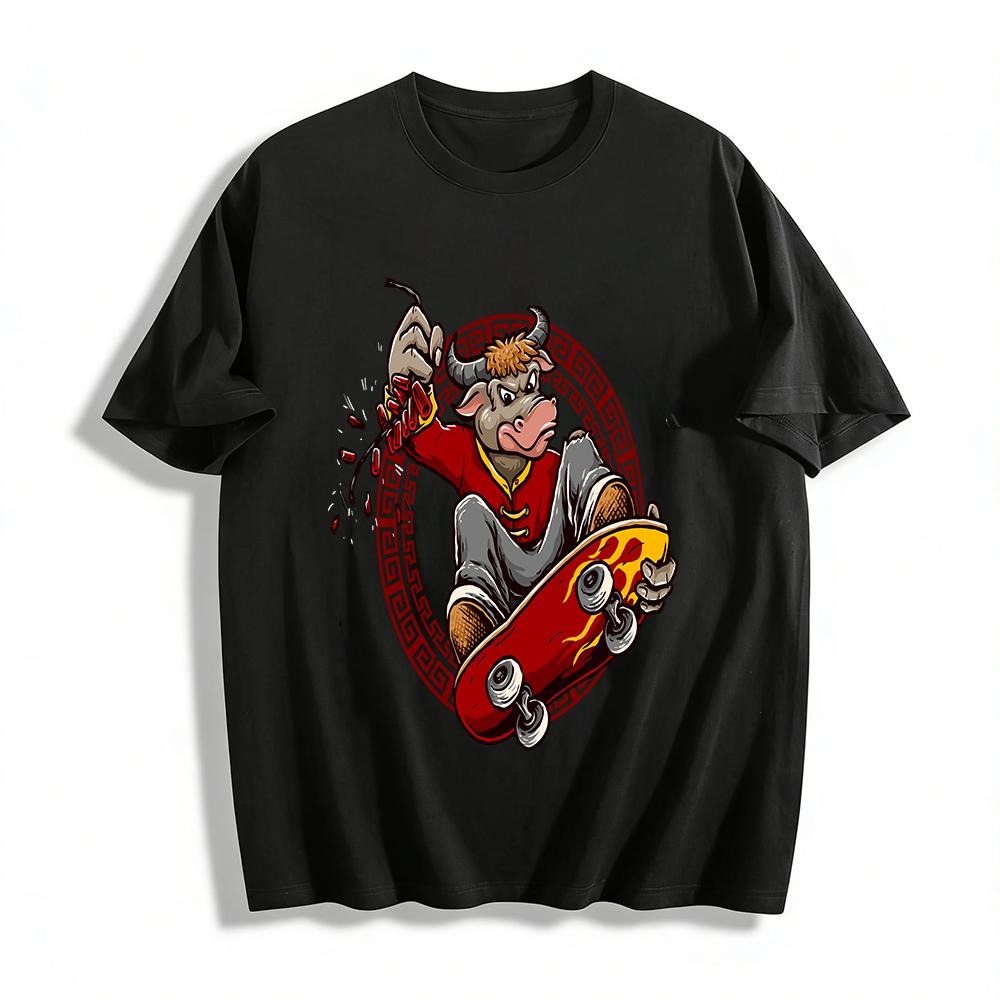 Chinese Zodiac Ox Street Skateboard Graphic Casual Top Pure cotton T-shirt XXS
Chinese Zodiac Ox Street Skateboard Graphic Casual Top Pure cotton T-shirt XXS