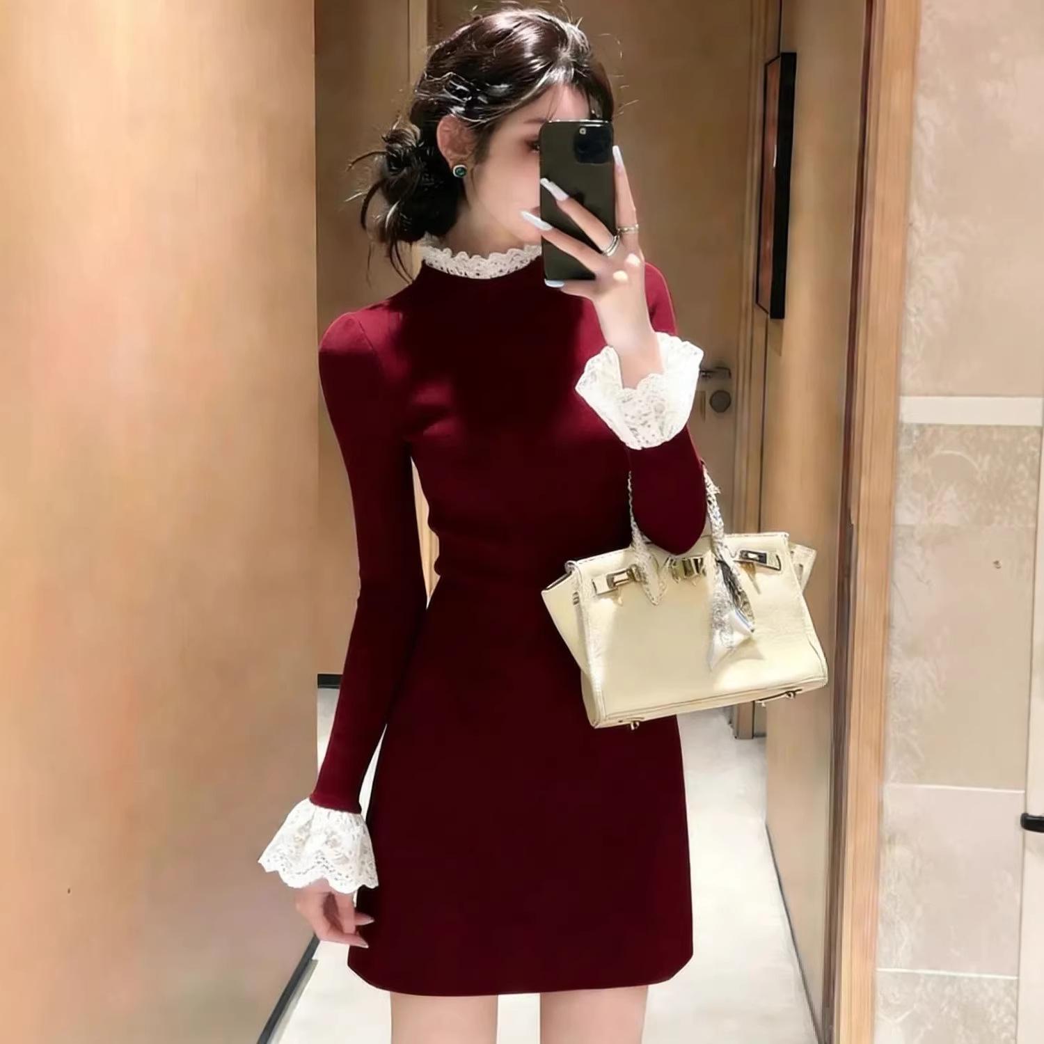 Korean Style High-Neck Lace Knit Slimming Dress - Women’s Autumn/Winter Mid-Length Dress XL (60-67.5 kg)
Korean Style High-Neck Lace Knit Slimming Dress - Women’s Autumn/Winter Mid-Length Dress XL (60-67.5 kg)
