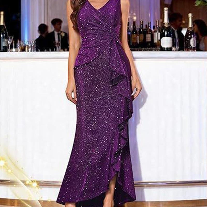New women s sexy V-neck dress sequined split evening dress dress XXL фіолетовий
New women s sexy V-neck dress sequined split evening dress dress XXL фіолетовий