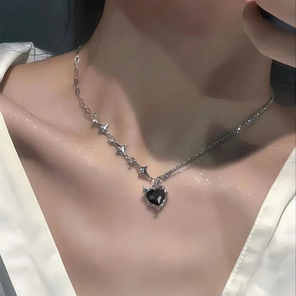 SUMENG Purple Pink Black Crystal Heart Pendant Necklace Sweet Cool Girl Punk Clavicle Chain For Women Fashion Jewelry Gifts
SUMENG Purple Pink Black Crystal Heart Pendant Necklace Sweet Cool Girl Punk Clavicle Chain For Women Fashion Jewelry Gifts