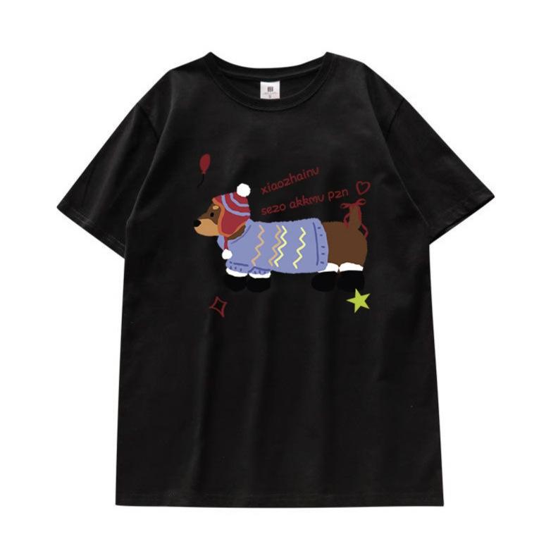 Design sense puppy print short-sleeved T-shirt women s summer cotton oversize loose and thin couple half-sleeved top 3xl (160-180 recommended) чорний
Design sense puppy print short-sleeved T-shirt women s summer cotton oversize loose and thin couple half-sleeved top 3xl (160-180 recommended) чорний