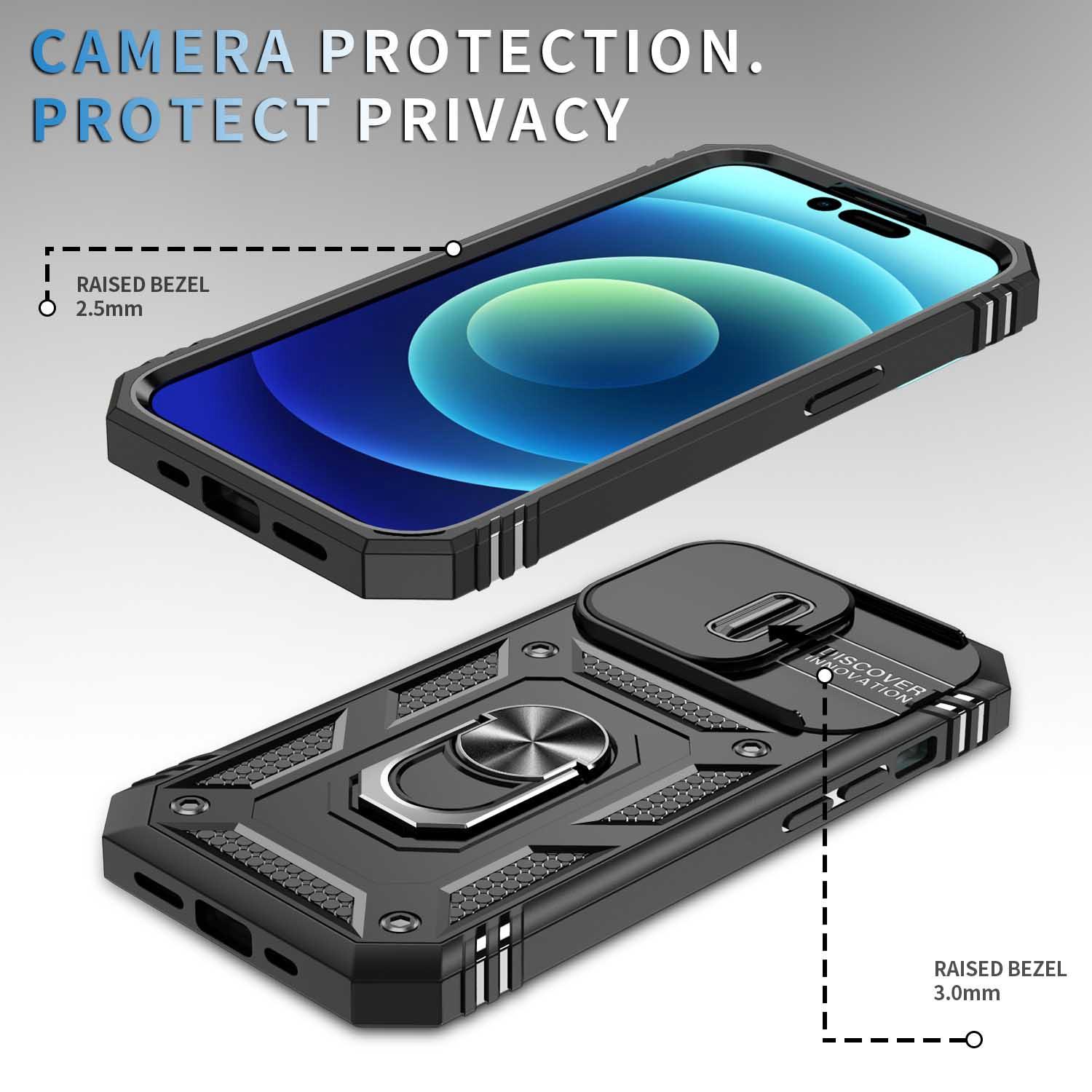 For iPhone 14 Pro Max 6.7 inch Phone Shell PC+TPU Sliding Camera Lens Cover Design Case with Kickstand/Card Slot Black
For iPhone 14 Pro Max 6.7 inch Phone Shell PC+TPU Sliding Camera Lens Cover Design Case with Kickstand/Card Slot Black