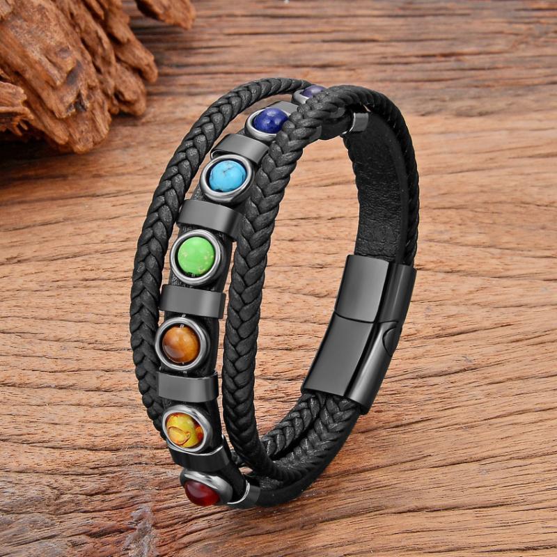 European and American Colorful Beaded Multi-layer Leather Rope Bracelet, Men s and Women s Magnetic Buckle Jewelry, Ethnic Style Jewelry 2026 23cm чорний
European and American Colorful Beaded Multi-layer Leather Rope Bracelet, Men s and Women s Magnetic Buckle Jewelry, Ethnic Style Jewelry 2026 23cm чорний