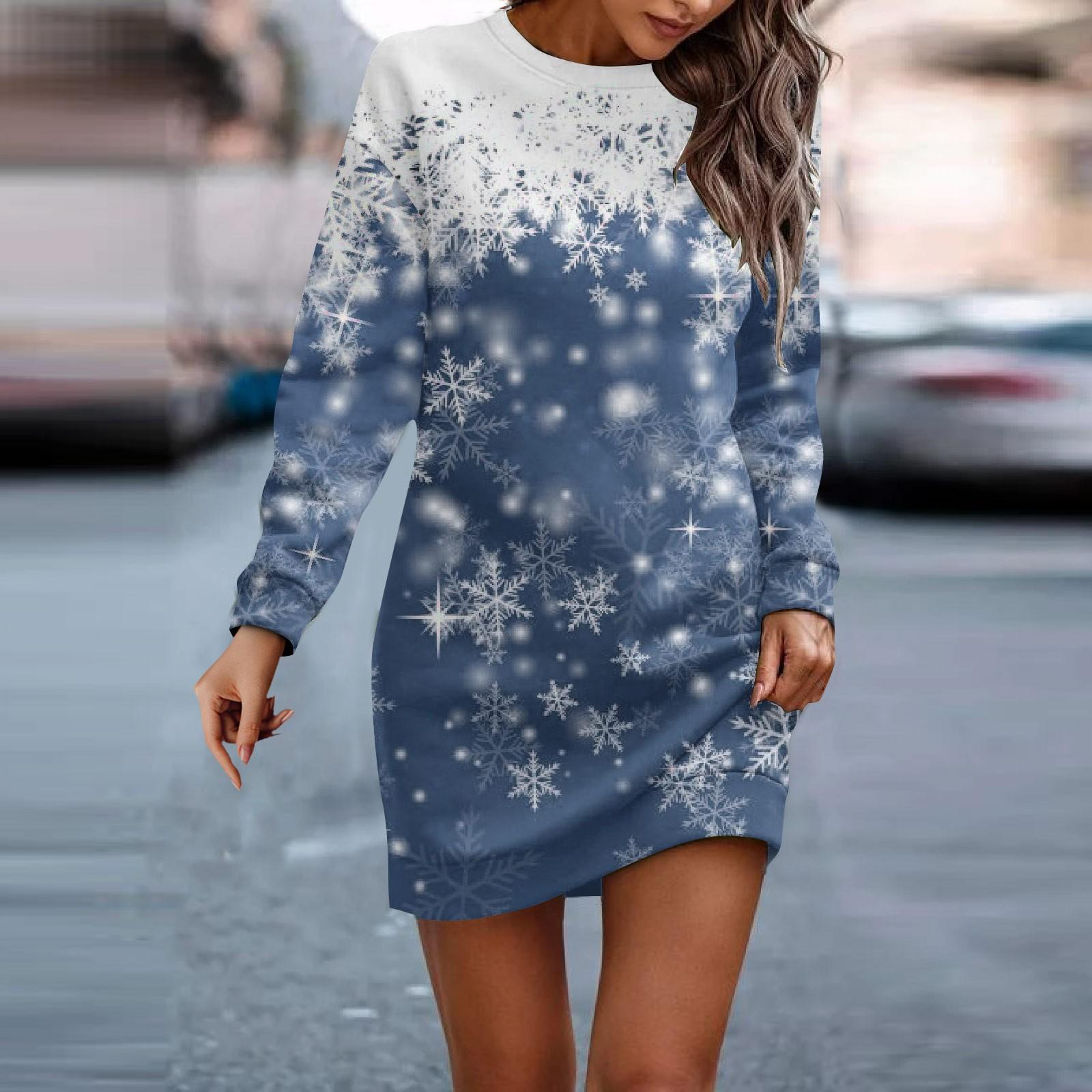 Платье с длинным рукавом для женщин, повседневное рождественское пуловер с принтом, платье на бедрах, платье-свитер S синий
Платье с длинным рукавом для женщин, повседневное рождественское пуловер с принтом, платье на бедрах, платье-свитер S синий