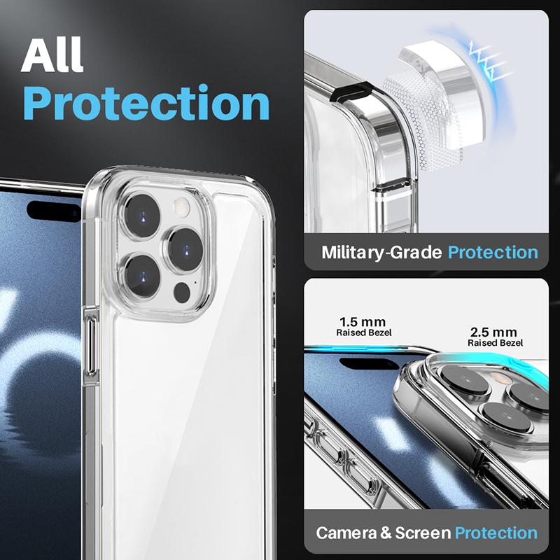 NORTHJO For iPhone 16 Pro Case PC+TPU Clear Phone Cover Set with Screen Protector,Camera Lens Protector A
NORTHJO For iPhone 16 Pro Case PC+TPU Clear Phone Cover Set with Screen Protector,Camera Lens Protector A