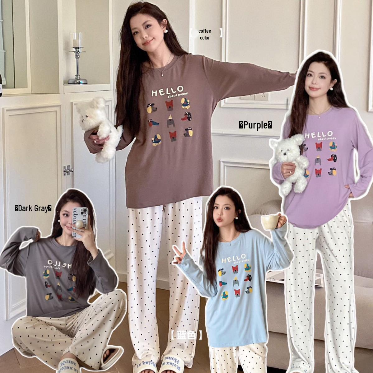 Korean Society Puppy Cartoon Polka Dot Rayon Pajamas for Women - Comfortable Home and Outdoor Wear One Size (80-140 jin)
Korean Society Puppy Cartoon Polka Dot Rayon Pajamas for Women - Comfortable Home and Outdoor Wear One Size (80-140 jin)