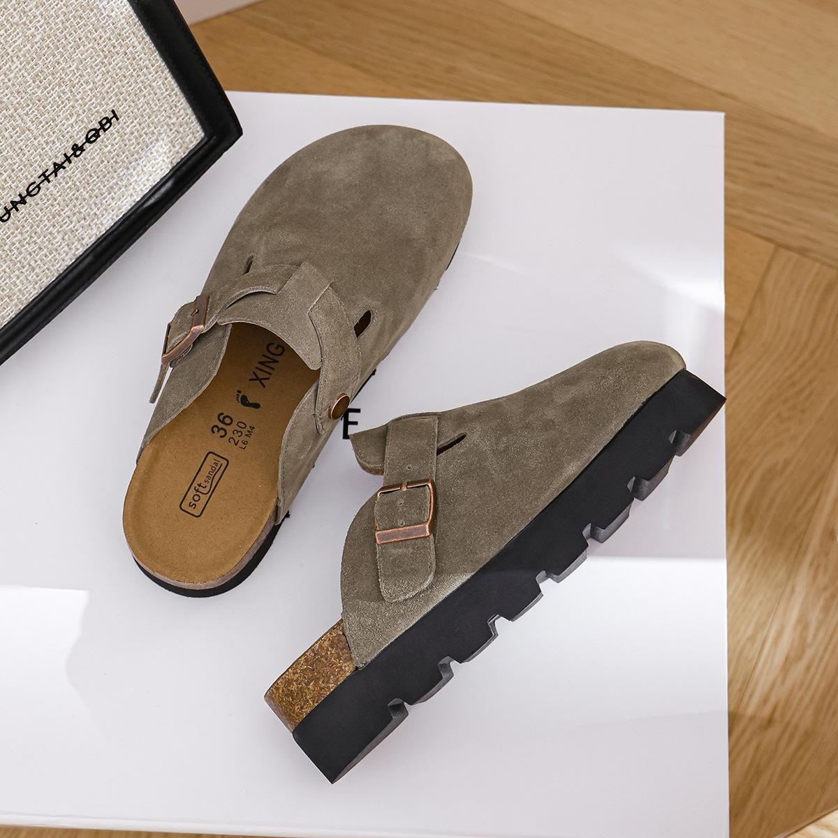 Thick-soled 5 cm Boken shoes cowhide cow anti-velvet 2025 new new short height increase bag head half slippers outer wear 40 оливковий колір
Thick-soled 5 cm Boken shoes cowhide cow anti-velvet 2025 new new short height increase bag head half slippers outer wear 40 оливковий колір
