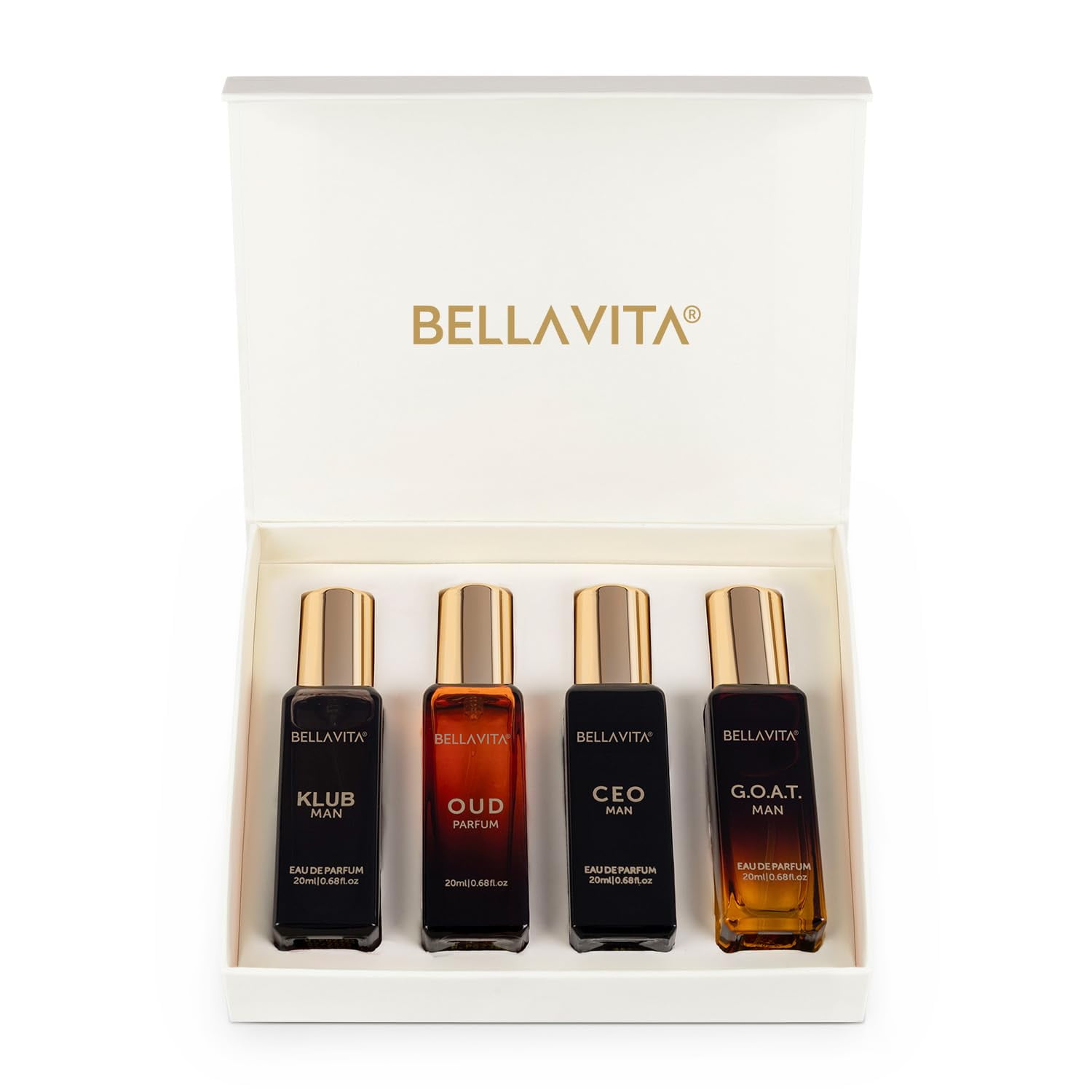 Bella Vita Luxury Man Perfume Gift Set 4 x 20 ml for Men with KLUB, OUD, CEO, G.O.A.T Perfume | Woody, Citrusy Long Lasting EDP Fragrance Scent
Bella Vita Luxury Man Perfume Gift Set 4 x 20 ml for Men with KLUB, OUD, CEO, G.O.A.T Perfume | Woody, Citrusy Long Lasting EDP Fragrance Scent