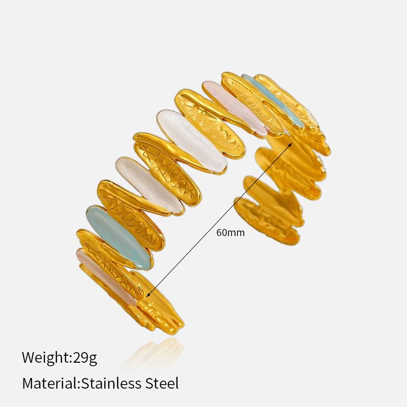 Oil Dropping Gold Stainless Steel Bangle Luxury Premium Wristband Tarnish Free Titanium Steel Jewelry For Women 1
Oil Dropping Gold Stainless Steel Bangle Luxury Premium Wristband Tarnish Free Titanium Steel Jewelry For Women 1