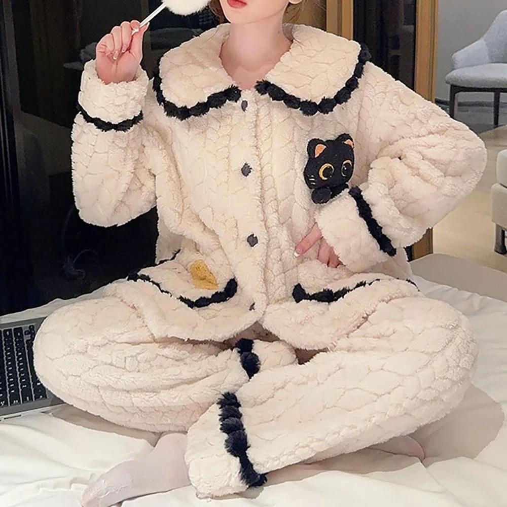 Зимний женский теплый пижамный комплект, коралловая бархатная пижама, фланелевая утолщенная пижама с рисунком, свободная домашняя одежда, свободная пижама 6XL
Зимний женский теплый пижамный комплект, коралловая бархатная пижама, фланелевая утолщенная пижама с рисунком, свободная домашняя одежда, свободная пижама 6XL
