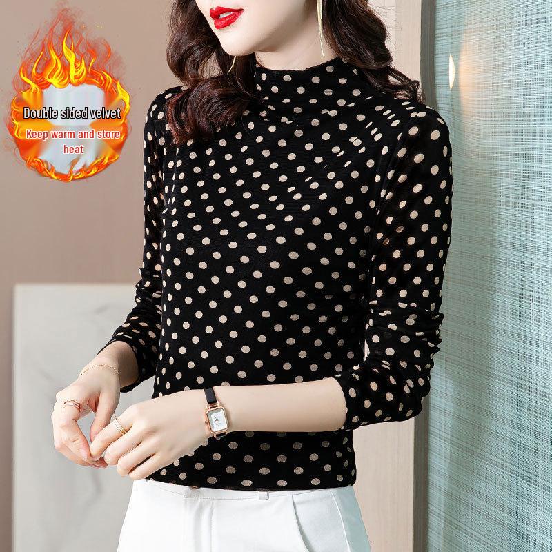 Women s Polka Dot Plush Base Layer Half-High Collar Long Sleeve Top - Autumn/Winter L
Women s Polka Dot Plush Base Layer Half-High Collar Long Sleeve Top - Autumn/Winter L
