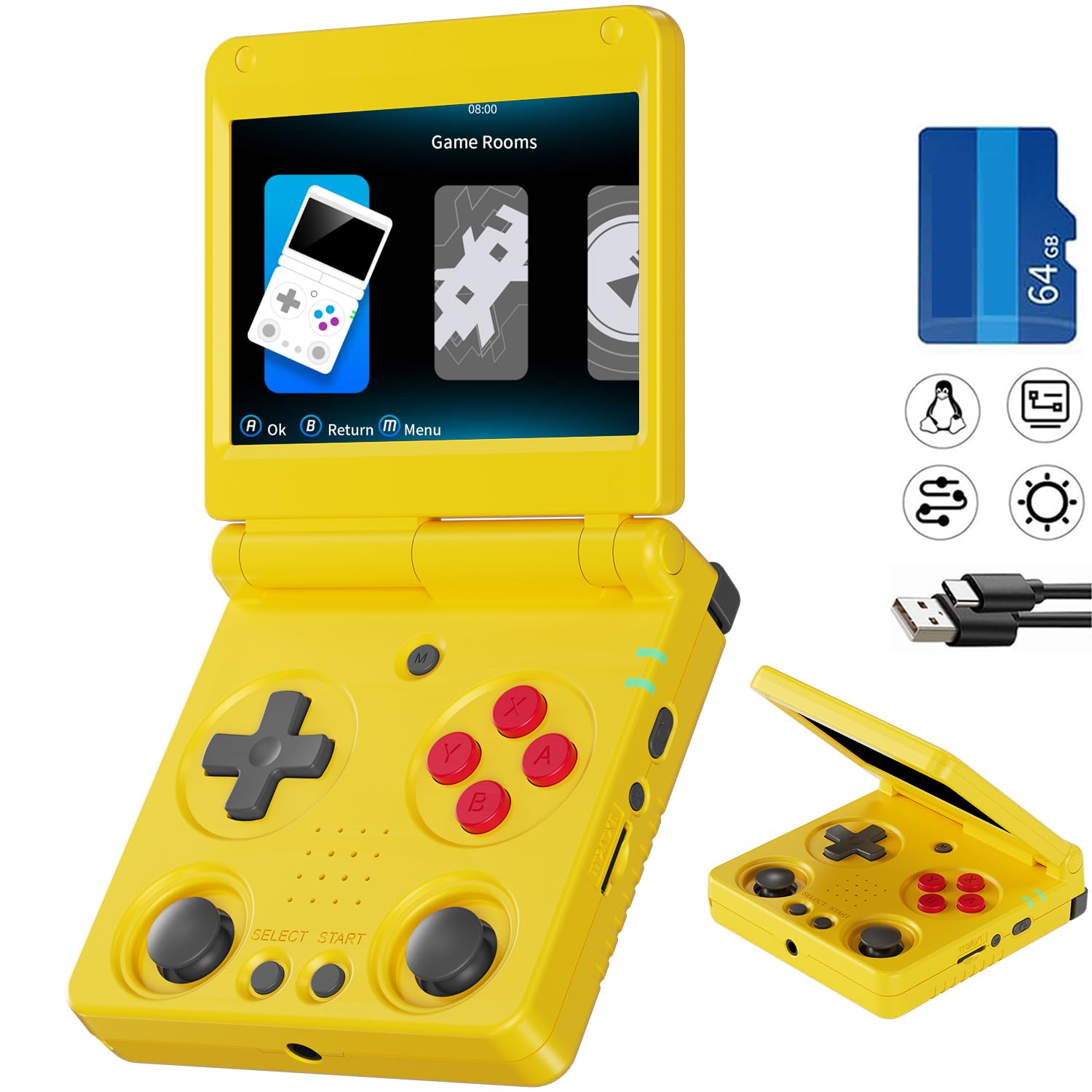 RG34XXSP Portable Game Console Linux System Folding Retro Game Console IPSOCA Full Screen Vibration Motor WiFi Online Battle (RG34XXSP Yellow)
RG34XXSP Portable Game Console Linux System Folding Retro Game Console IPSOCA Full Screen Vibration Motor WiFi Online Battle (RG34XXSP Yellow)