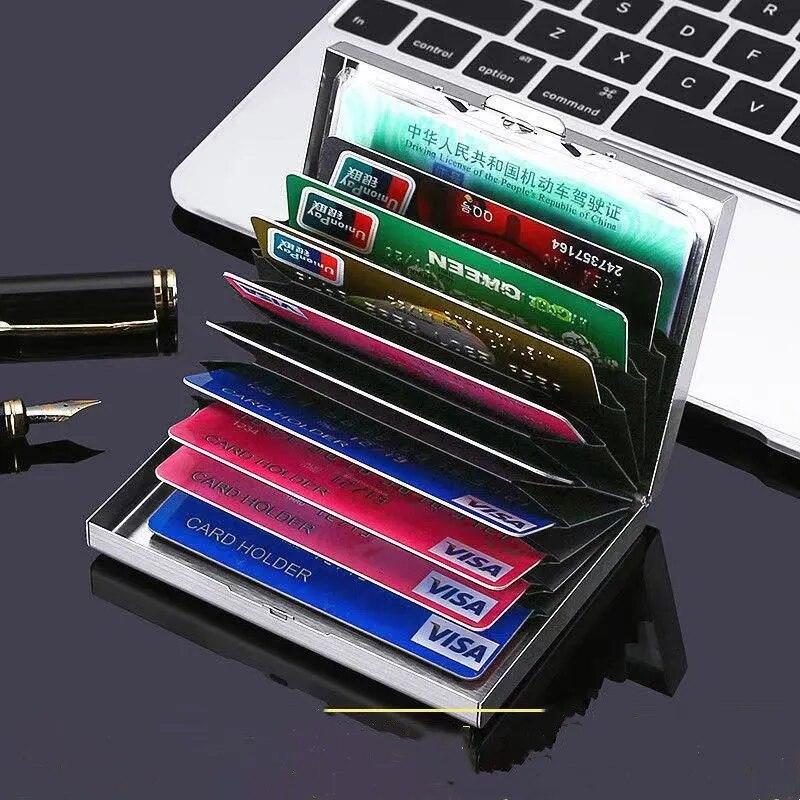 10 Slots Stainless Credit Card Holder Men Slim Anti RFID Travel ID Cardholder Debit Box Women Wallet Metal Case Porte Carte
10 Slots Stainless Credit Card Holder Men Slim Anti RFID Travel ID Cardholder Debit Box Women Wallet Metal Case Porte Carte