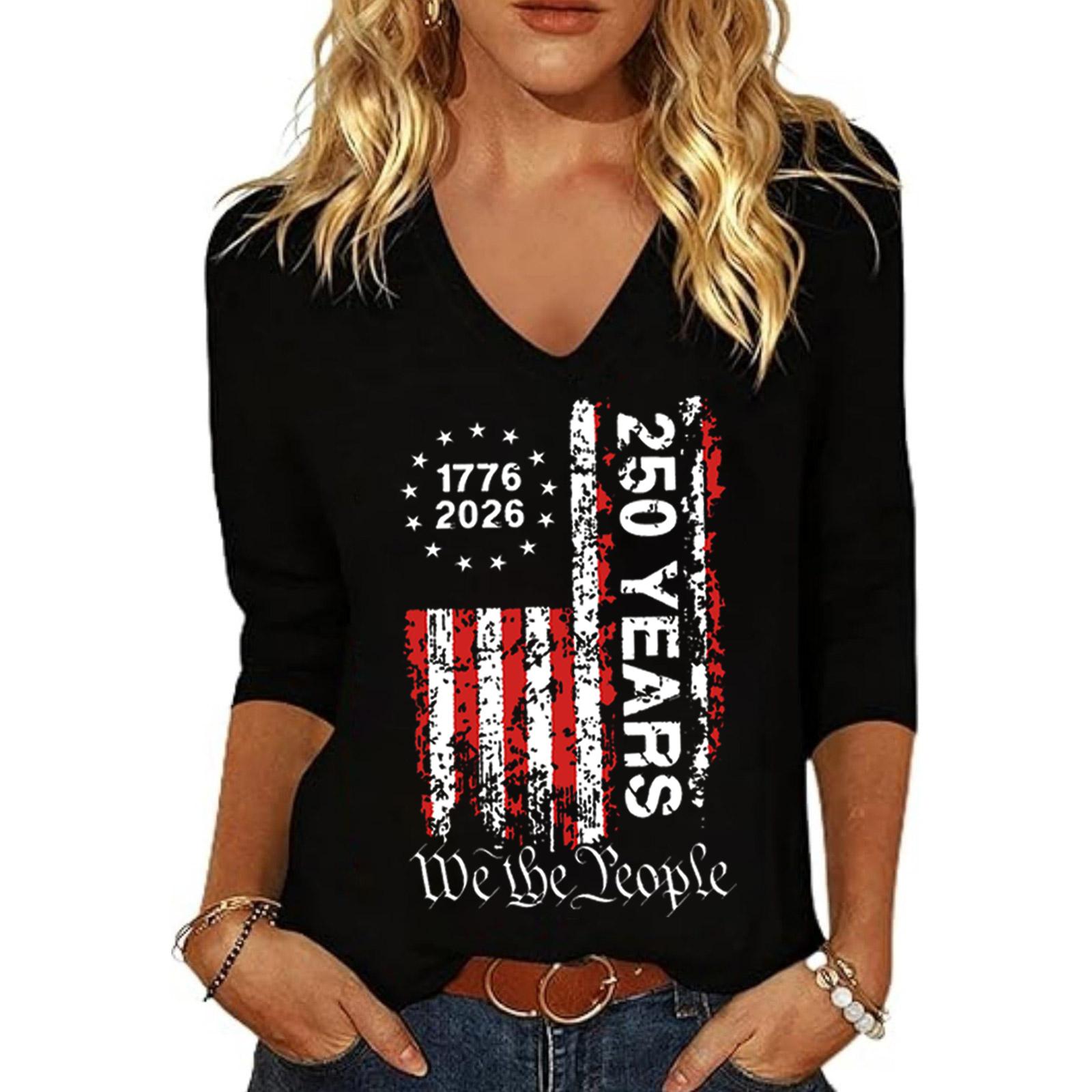 Women’s Casual V Neck Top with 250 Years 1776-2026 Printed Graphic Three Quarter Sleeve Loose Fit Lightweight Shirt XXXL
Women’s Casual V Neck Top with 250 Years 1776-2026 Printed Graphic Three Quarter Sleeve Loose Fit Lightweight Shirt XXXL