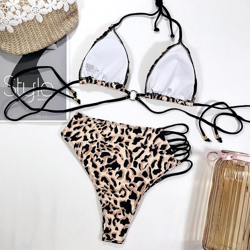 Yüksek Bel Bikini Seti 2021 Mayo Push Up Mayo Kadınlar String Halter