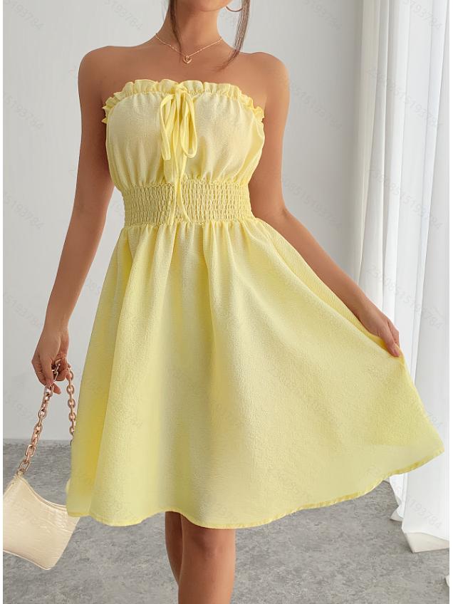 2025 Summer Women s One-Shoulder Spaghetti Strap Backless Skirt S світло-жовтого кольору
2025 Summer Women s One-Shoulder Spaghetti Strap Backless Skirt S світло-жовтого кольору